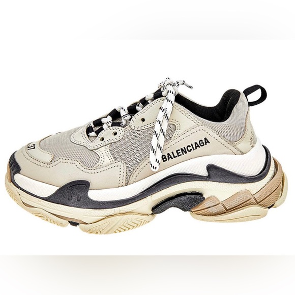 Balenciaga Triple S Low Top Sneakers Grey Mesh And Leather - Picture 5 of 5